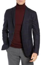 Men's Flynt Regular Fit Windowpane Wool Sport Coat - Blue