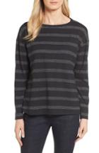 Women's Eileen Fisher Stripe Hemp & Organic Cotton Top, Size - Black