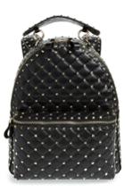 Valentino Garavani Rockstud Spike Quilted Lambskin Leather Backpack - Black