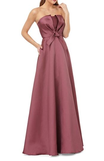 Women's Kay Unger Mikado Strapless Satin Ballgown - Pink