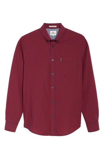 Men's Ben Sherman Mod Fit Gingham Sport Shirt, Size - Red