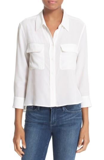 Women's Equipment 'signature' Crop Three Quarter Sleeve Shirt - White
