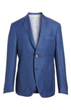 Men's Jkt New York Trent Trim Fit Linen & Wool Blazer S - Blue