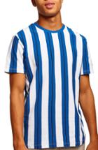 Men's Topman Stripe Pique T-shirt, Size - Blue