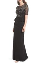 Women's Adrianna Papell Sequin Peplum Waist Column Gown - Black