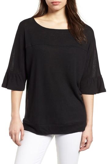 Women's Caslon Ruffle Sleeve Tee - Black