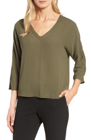 Petite Women's Halogen Back Tie Blouse, Size P - Green