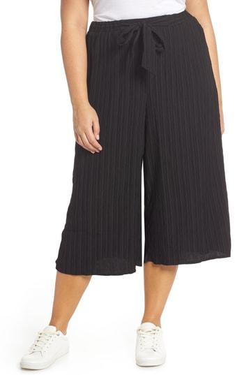 Women's All In Favor Crinkled Culottes, Size - Black