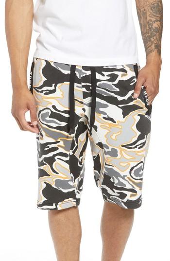 Men's True Religion Brand Jeans Exposed Zip Sweat Shorts - Grey