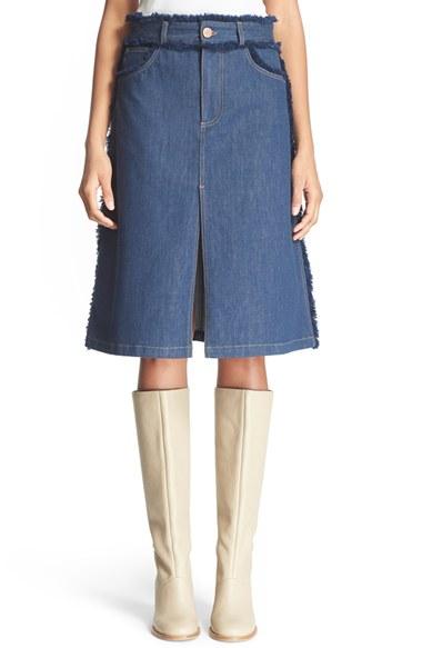 Women's See By Chloe Frayed Denim Skirt