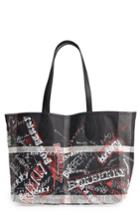 Burberry Sketchbook Mega Check Reversible Canvas Tote - Black