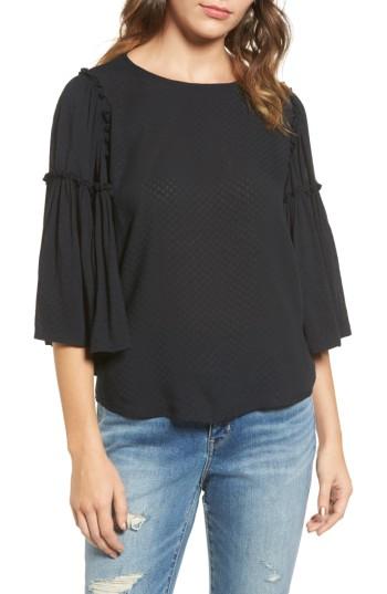 Women's Hinge Ruffle Blouse, Size - Black