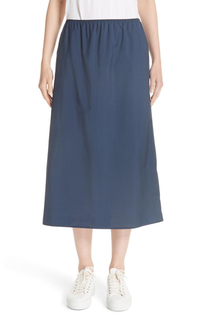 Women's Sofie D'hoore Swivel Pinstripe Skirt Us / 38 Fr - Blue