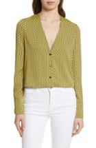 Women's Diane Von Furstenberg Double Cuff Stretch Silk Blouse - Green