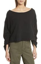 Women's A.l.c. Ember Ruched Sleeve Sweatshirt - Black