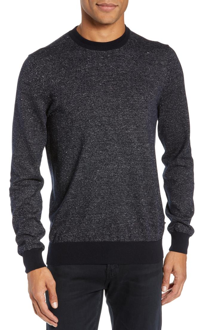 Men's Boss Franio Mouline Fit Sweater, Size Small - Blue