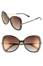 Women's Jimmy Choo Cruz 58mm Butterfly Sunglasses - Black/ Brown Gold