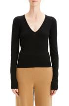 Women's Theory Low V-neck Sweater, Size - Black
