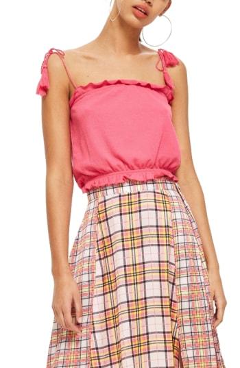 Women's Topshop Tassel Tie Camisole Top Us (fits Like 10-12) - Pink