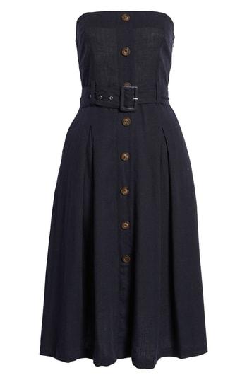 Women's Moon River Strapless Belted Midi Dress - Blue