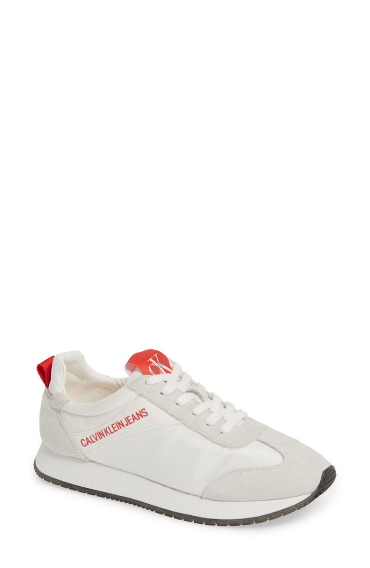 Women's Calvin Klein Jeans Jill Lace-up Sneaker .5 M - White