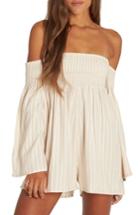 Women's Billabong Fox On The Run Off The Shoulder Romper - Beige