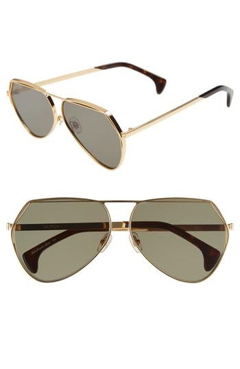 Women's Wildfox Taj 62mm Oversize Aviator Sunglasses - Gold/ G 15 Solid