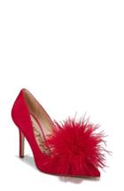 Women's Sam Edelman Haide Feather Pompom Pump .5 M - Red