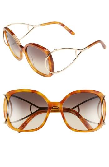 Women's Chloe 'jackson' 56mm Square Sunglasses - Blonde Havana