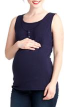 Women's Nom Maternity Snap Placket Maternity/nursing Tank - Blue