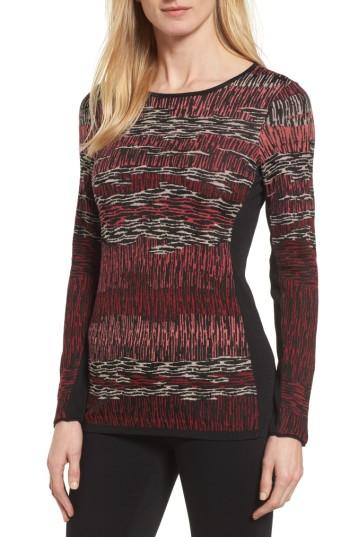 Petite Women's Nic+zoe Verona Jacquard Pullover, Size P - Red