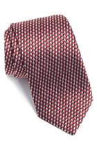 Men's Boss Geometric Woven Silk Tie, Size - Red
