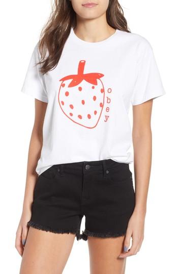 Women's Obey Lo-fi Strawberry Graphic Tee - White