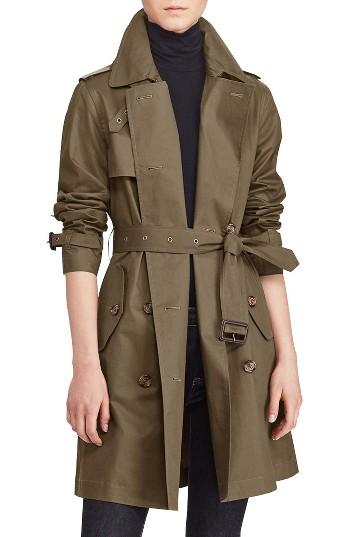Women's Lauren Ralph Lauren Double-breasted Trench Coat - Green