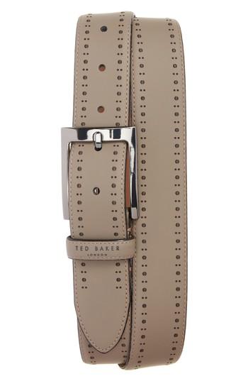 Men's Ted Baker London Havan Brogue Leather Belt - Grey