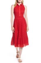 Women's 1901 Cotton Eyelet Sleeveless Shirtdress - Red