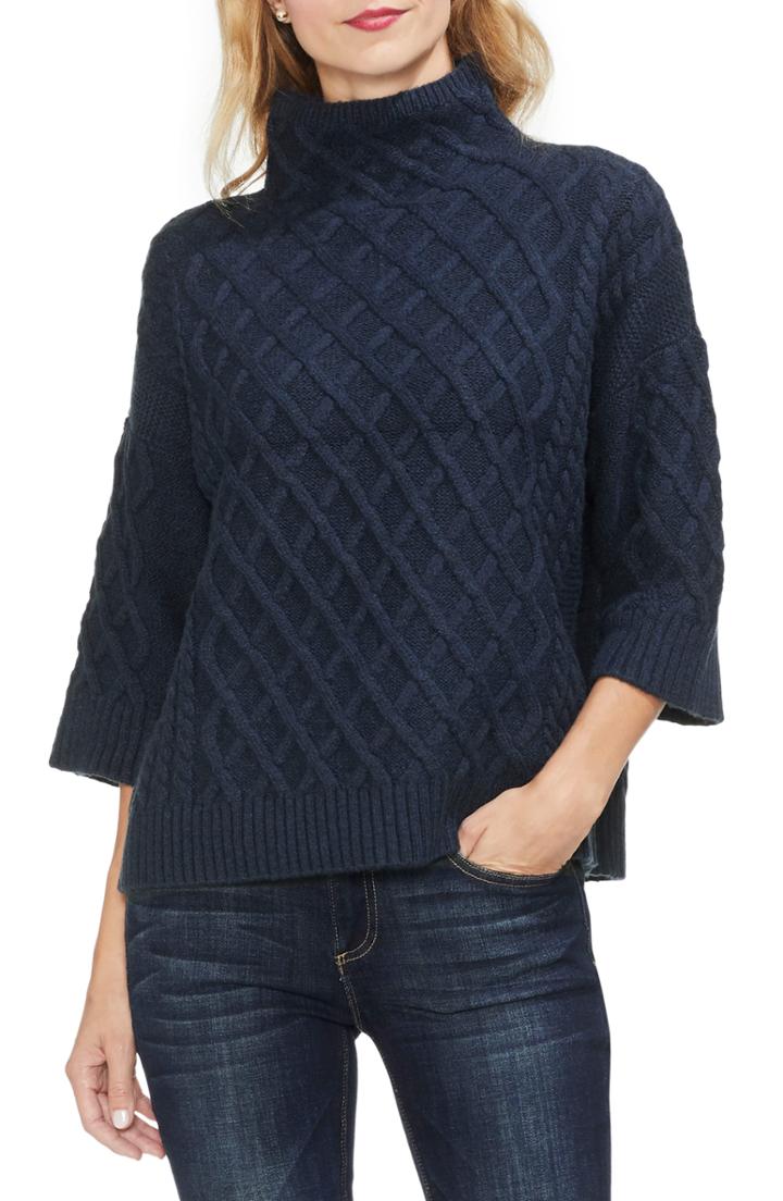 Women's Vince Camuto Cable Stitch Funnel Neck Sweater