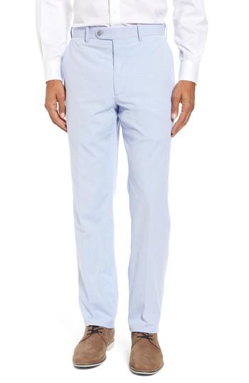 Men's Jb Britches Flat Front Stripe Wool Blend Trousers