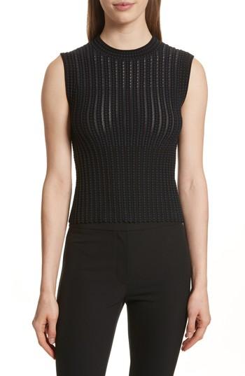 Women's Theory Check Pattern Knit Shell - Black