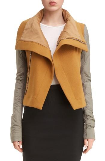 Women's Rick Owens Puffer Sleeve Melton Biker Jacket Us / 38 It - Brown