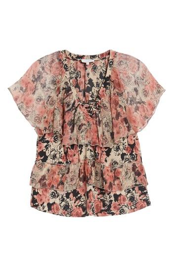 Women's Lucky Brand Ruffled Rose Print Top