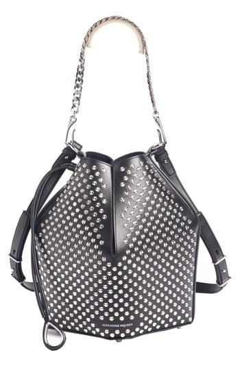 Alexander Mcqueen Studded Leather Bucket Bag - Black