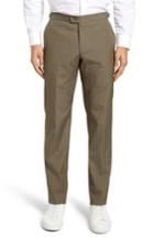 Men's H Classic B Fit Flat Front Stretch Solid Wool Blend Trousers R - Green