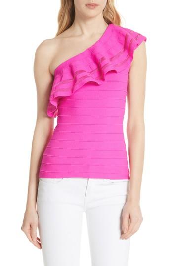 Women's Ted Baker London Reigann One-shoulder Ruffle Knit Top - Pink