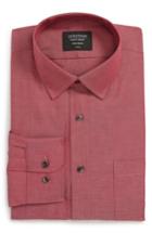 Men's Nordstrom Men's Shop Trim Fit Non-iron Solid Dress Shirt - 34/35 - Red