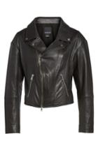 Women's Trouve Off The Shoulder Leather Moto Jacket - Black
