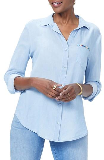Women's Nydj Classic Embroidered Shirt - Blue