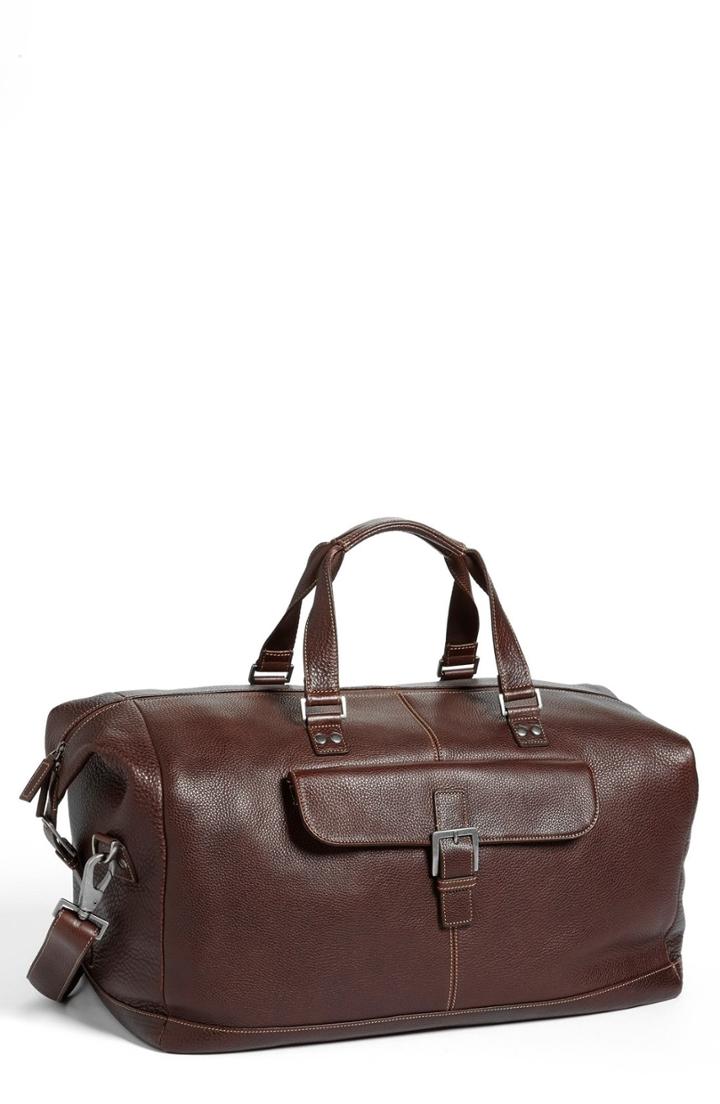 Men's Boconi 'tyler' Leather Cargo Duffel Bag - Brown