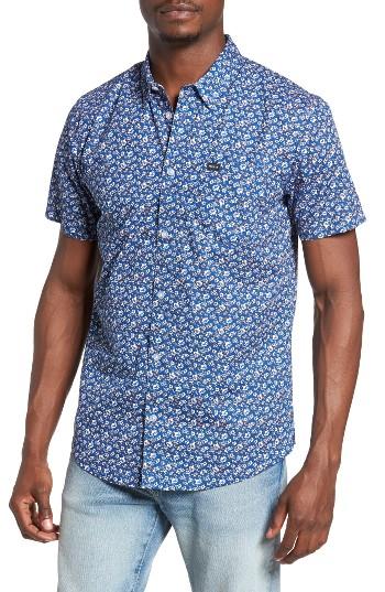 Men's Rvca Print Woven Shirt - Blue