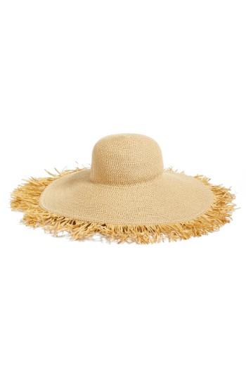 Women's Eric Javits Fringed Squishee Packable Floppy Hat - Beige